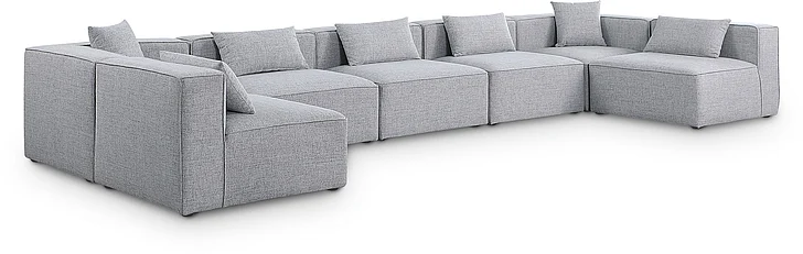 Meridian Cube Modular Sectional in Grey Durable Linen Textured 630Grey-Sec7B