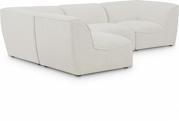 Meridian Miramar Modular Sectional in Cream Durable Linen Textured 683Cream-Sec4B