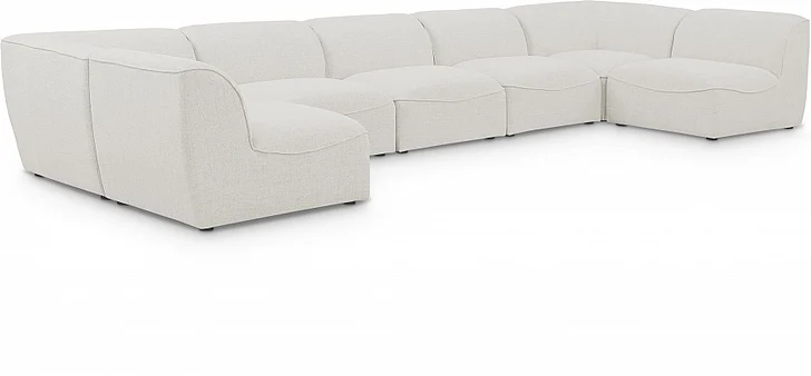 Meridian Miramar Modular Sectional in Cream Durable Linen Textured 683Cream-Sec7B