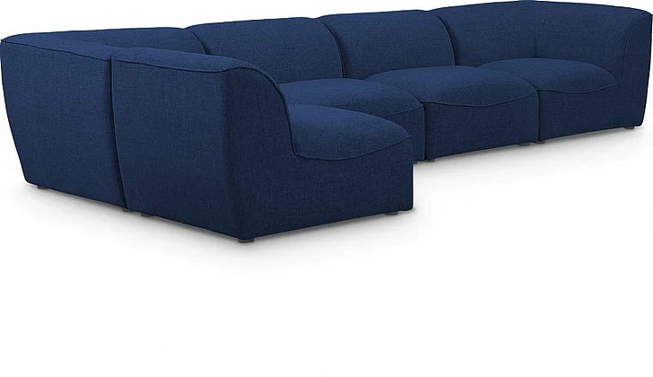 Meridian Miramar Modular Sectional in Navy Durable Linen Textured 683Navy-Sec5D