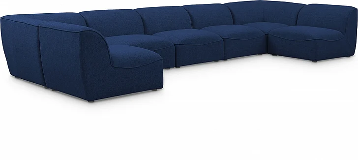 Meridian Miramar Modular Sectional in Navy Durable Linen Textured 683Navy-Sec7B