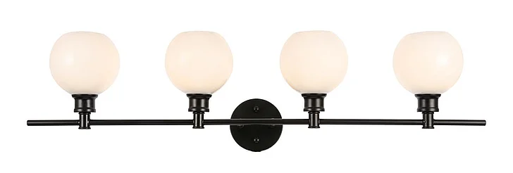 Elegant Collier 4 Light Black and Frosted White Glass Wall Sconce LD2323BK