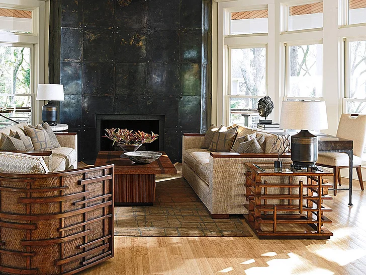 Tommy Bahama Home Island Fusion 3-Piece Castaway Rectangular Cocktail Table Set in Dark Walnut