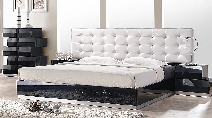 J&M Furniture Milan Queen Platform Bed in Black CLOSEOUT
