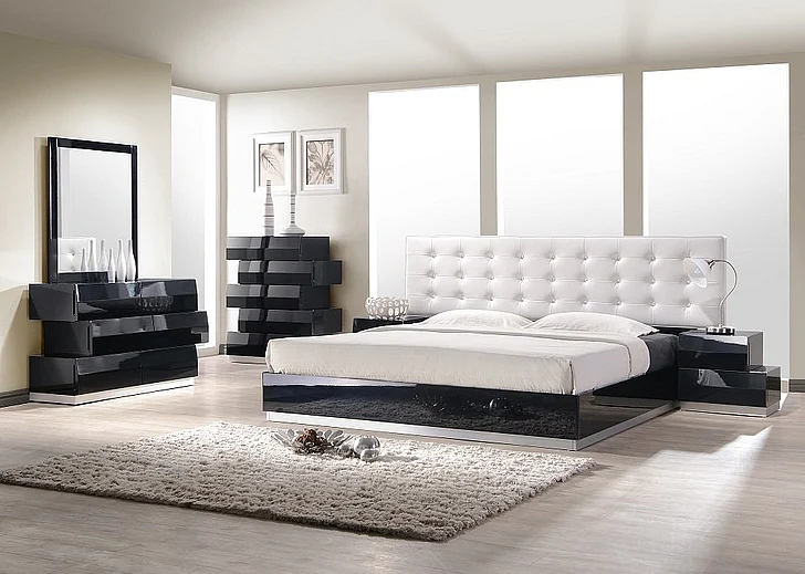 J&M Furniture Milan Bedroom Set in Black 176871