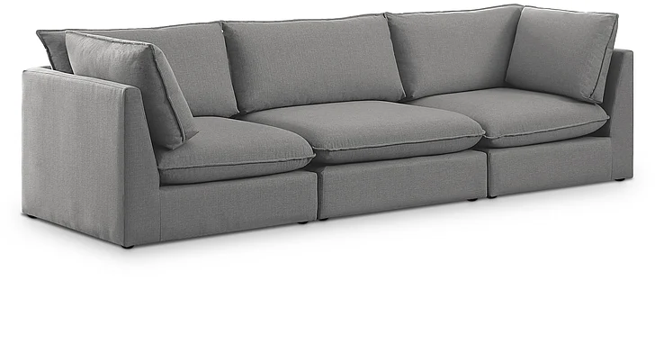 Meridian Mackenzie Linen Textured 120" Modular Sofa in Grey Durable Linen Textured 688Grey-S120B