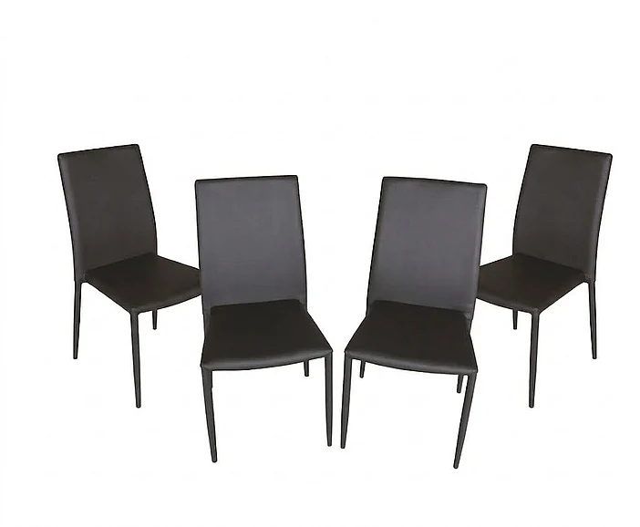 J&M DC-13 Leather Dining Chair in Black (Set of 4)