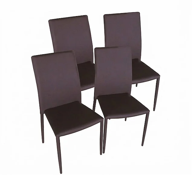 J&M DC-13 Leather Dining Chair in Brown (Set of 4)