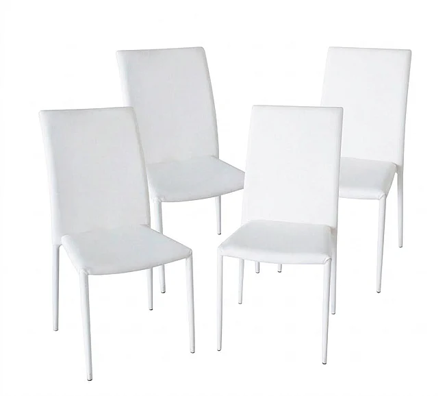 J&M DC-13 Leather Dining Chair in White (Set of 4)