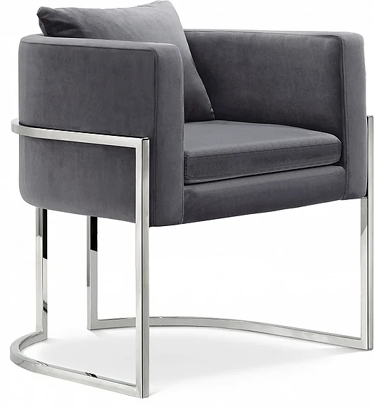 Meridian Pippa Velvet Accent Chair in Grey Velvet 524Grey