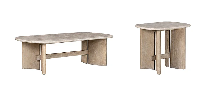 Oliver Home Callaway 2pc Coffee Table Set in Auburn