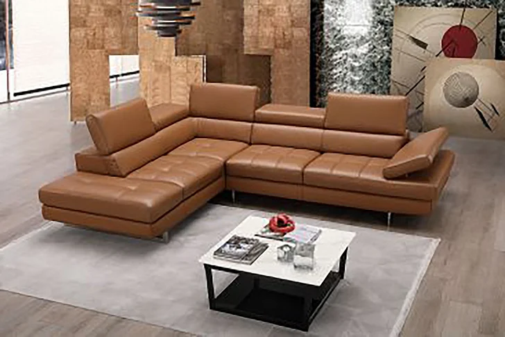 J&M A761 Italian Leather Left Hand Facing Sectional in Caramel 17855211-LHFC PROMO