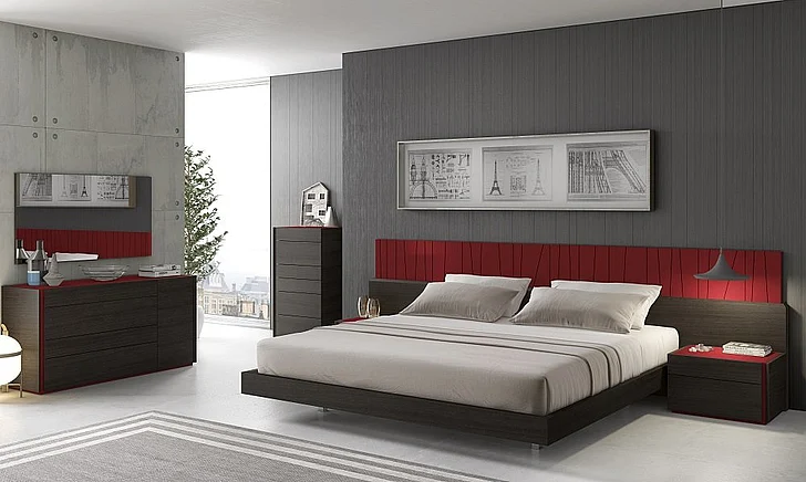 J&M Furniture Lagos Premium Bedroom Set in Light Grey 17867250