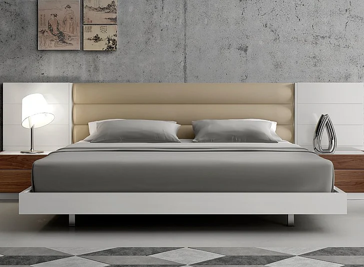 J&M Furniture Lisbon Premium Queen Bed in Natural White CLOSEOUT