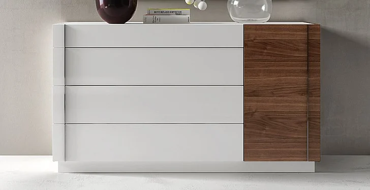 J&M Furniture Lisbon Premium Dresser in White/Walnut CLOSEOUT
