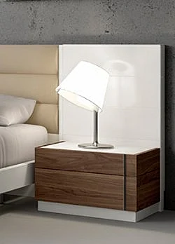 J&M Furniture Lisbon Premium Left Nightstand in White/Walnut CLOSEOUT