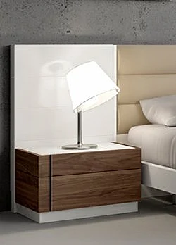 J&M Furniture Lisbon Premium Right Nightstand in White/Walnut CLOSEOUT