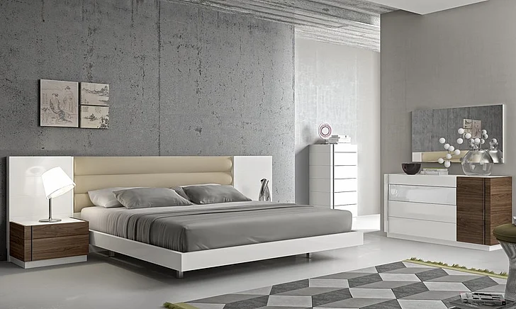 J&M Furniture Lisbon Premium Bedroom Set in Natural White 17871