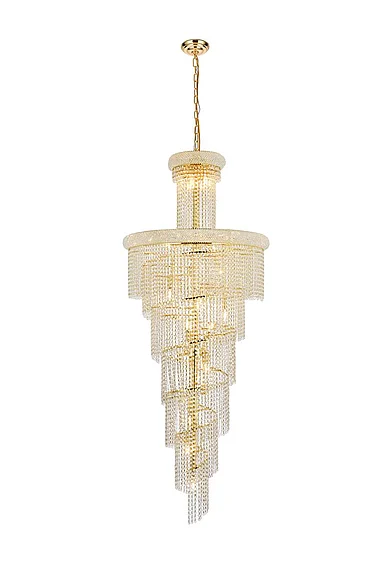 Elegant Spiral 28 Light Gold Chandelier Clear Royal Cut Crystal V1800SR30G/RC
