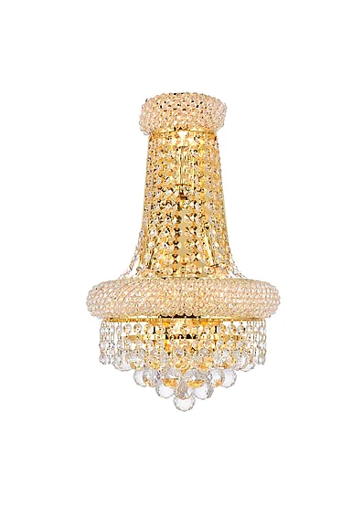 Elegant Primo 4 Light Gold Wall Sconce Clear Royal Cut Crystal V1800W12SG/RC