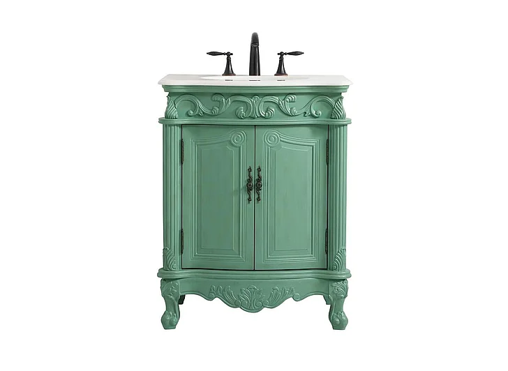 Elegant 27 In. Single Bathroom Vanity in Vintage Mint VF-1008VM