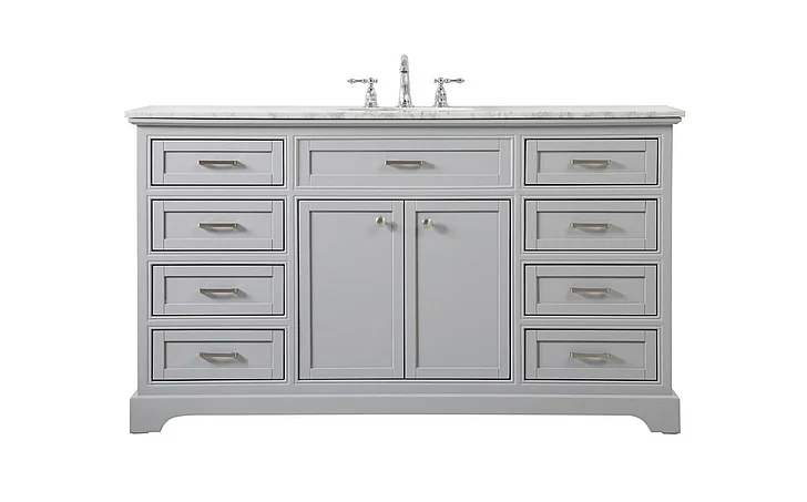 Elegant 60 In. Single Bathroom Vanity in Grey VF15060GR