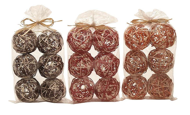 UMA Multi Colored Dried Plant Handmade Orbs & Vase Filler with Varying Designs, 3 Assorted 4"D | 18022 CLOSEOUT