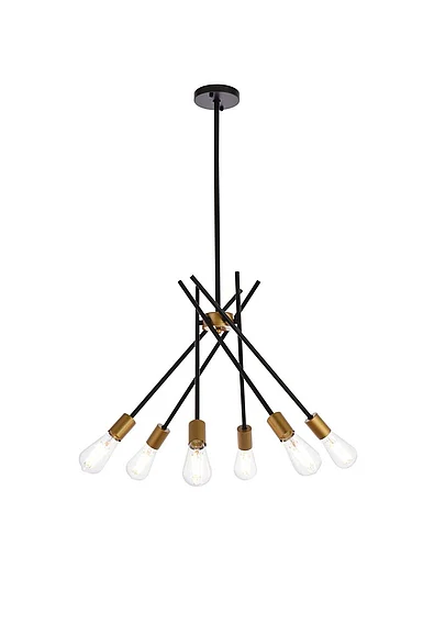Elegant Lucca 23 In. Pendant in Black and Brass LD640D23BRK CLOSEOUT