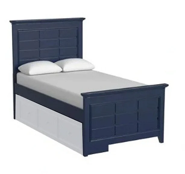 My Home Furnishings Bailey Twin Raised Panel Bed in Williamsburg Blue