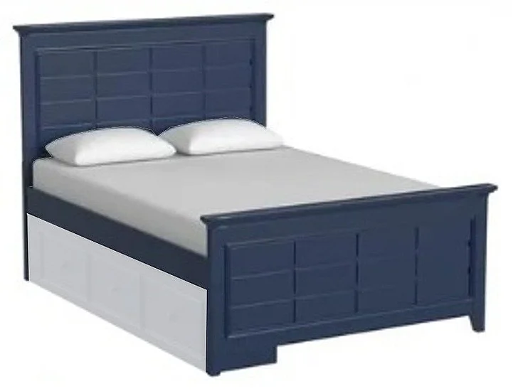 My Home Furnishings Bailey Full Raised Panel Bed in Williamsburg Blue