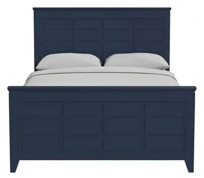 My Home Furnishings Bailey Raised Queen Panel Bed in Williamsburg Blue