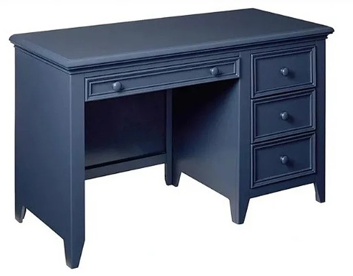 My Home Furnishings Bailey 4-Drawer Desk with Computer Dropdown in Williamsburg Blue 1805-701