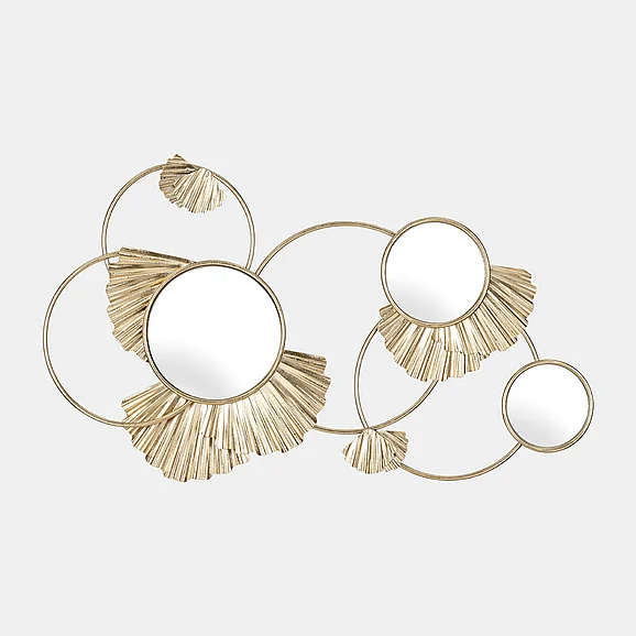 Sagebrook Home Metal, 27" Fan Loops Mirrored Wall Decor, Gold Wb 18063