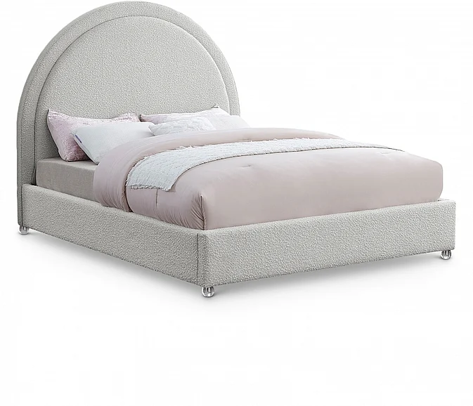 Meridian Milo Boucle Fabric Full Bed in Cream Fabric MiloCream-F