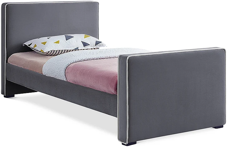 Meridian Dillard Velvet Twin Bed in Grey Velvet DillardGrey-T