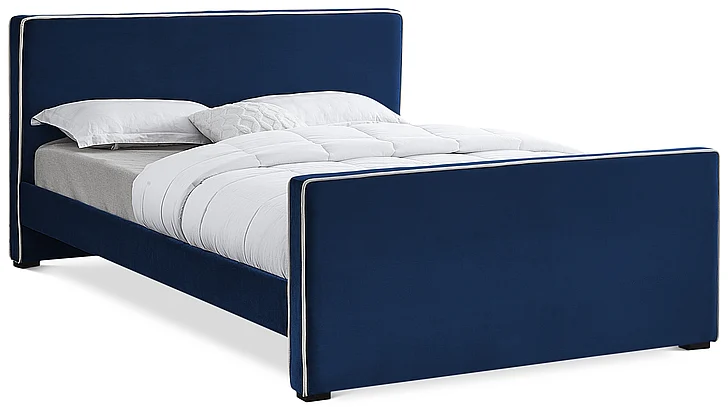 Meridian Dillard Velvet Full Bed in Navy Velvet DillardNavy-F