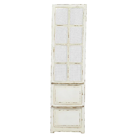 UMA Cream Wood Geometric Door Inspired Panel Home Wall Decor with Mesh Netting, 18" x 4" x 68" | 18154