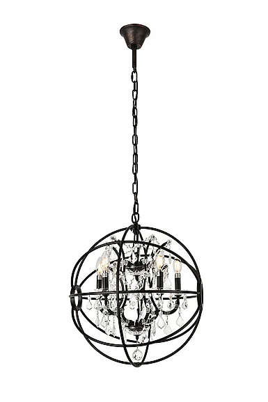 Elegant Geneva 5 Light Dark Bronze Pendant Clear Royal Cut Crystal 1130D20DB/RC