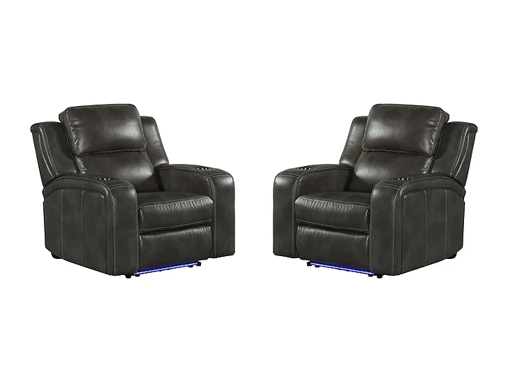 Intercon Furniture Silhouette Dual-Power Recliner in Bolero Slate SE-RC-140DPR-SLT-C (Set of 2)