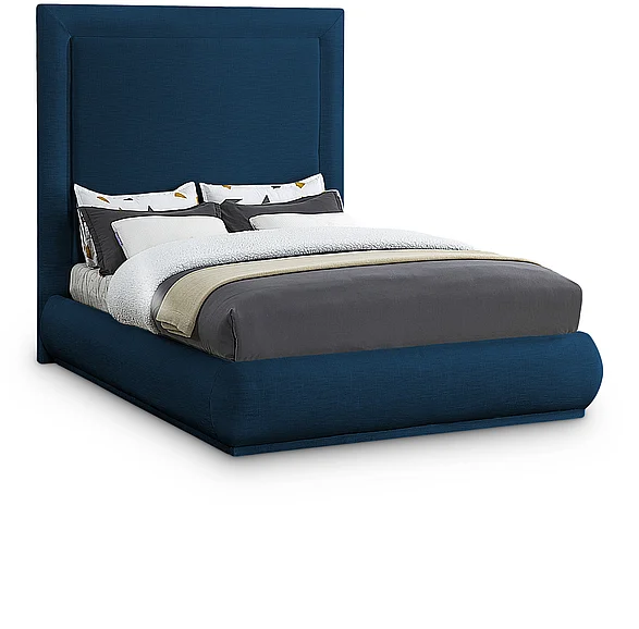 Meridian Brooke Linen Textured Fabric King Bed in Navy Linen Textured Fabric BrookeNavy-K