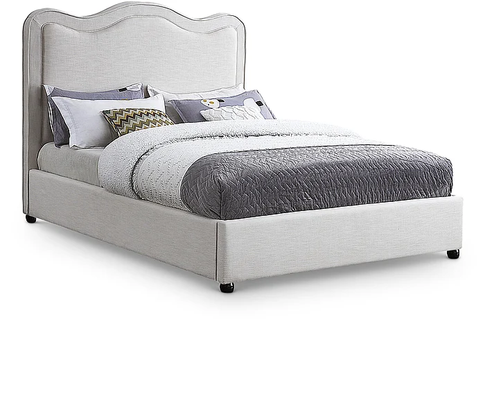 Meridian Felix Linen Textured Fabric Queen Bed in Cream Linen Textured Fabric FelixCream-Q
