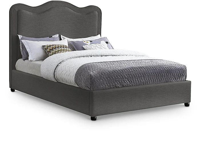 Meridian Felix Linen Textured Fabric Full Bed in Grey Linen Textured Fabric FelixGrey-F