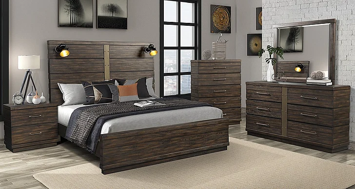 Emma Mason Signature Sunhaven 4pc Panel Bedroom Set in Brown