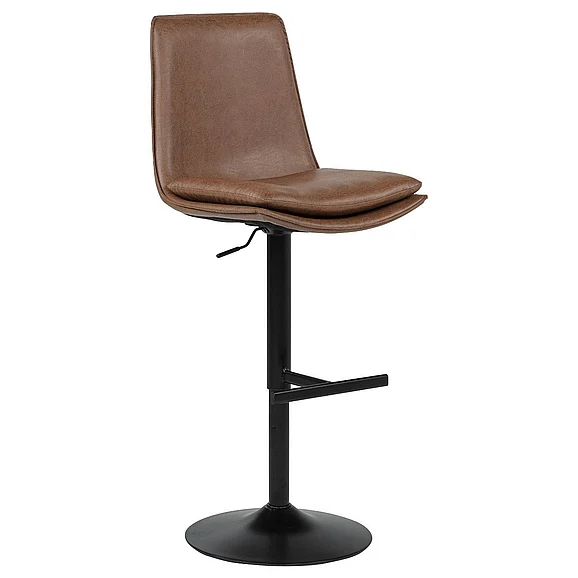 Coaster Eldridge Faux Leather Upholstered Adjustable Bar Stool in Coffee / Black 182957