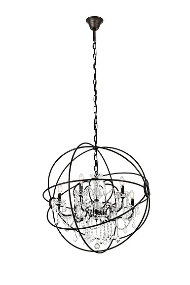 Elegant Geneva 6 Light Dark Bronze Chandelier Clear Royal Cut Crystal 1130D32DB/RC