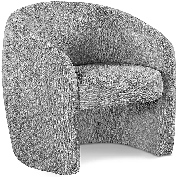 Meridian Acadia Boucle Fabric Accent Chair in Grey Boucle Fabric 543Grey