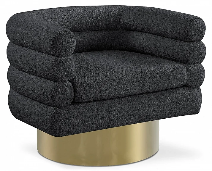 Meridian Tessa Boucle Fabric Accent Chair in Black Boucle Fabric 544Black