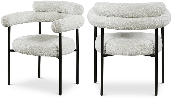 Meridian Blake Boucle Fabric Dining Chair in Cream Boucle Fabric 879Cream-C