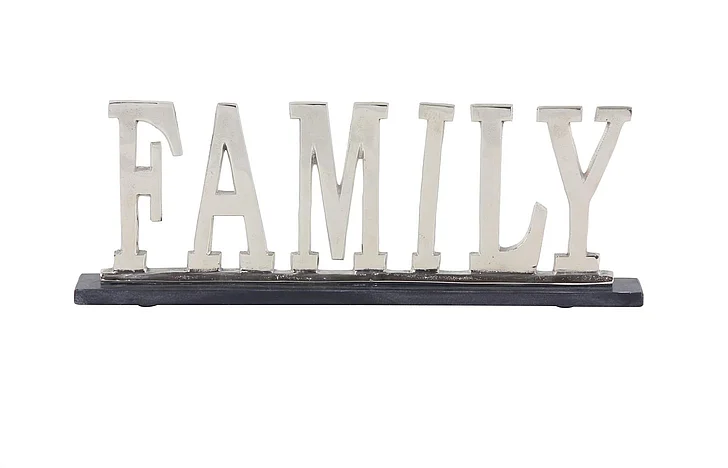 UMA Silver Aluminum Metal Family Decorative Sign, 22" x 2" x 8" | 18468 CLOSEOUT