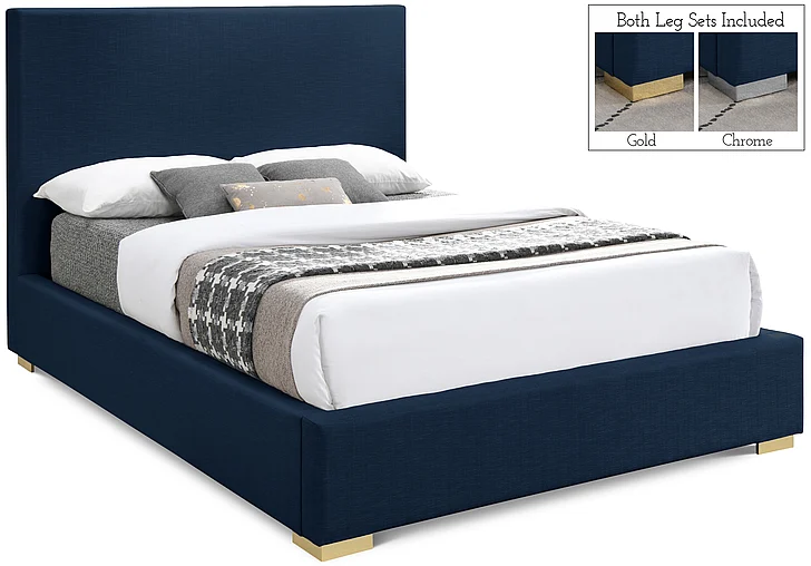 Meridian Crosby Linen Textured Full Bed in Navy Linen Textured Fabric CrosbyNavy-F